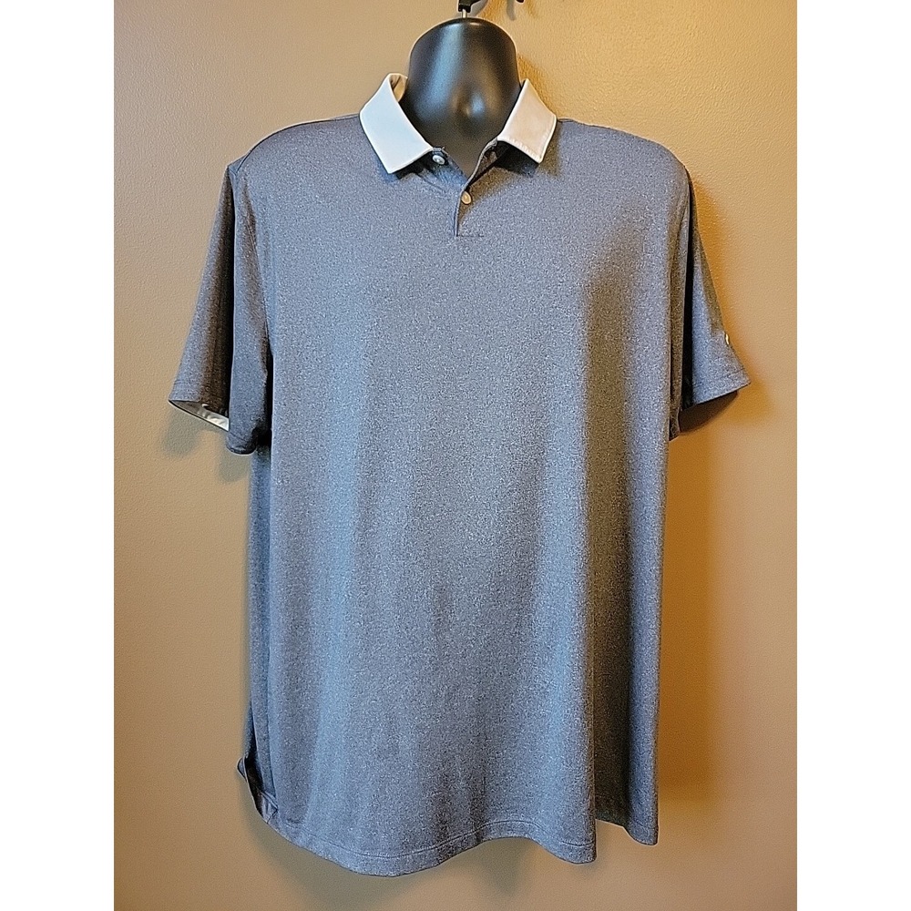 Nike Golf Men's Dri-Fit Grey/White Polo Shirt Standard Fit Short Sleeve | Size L